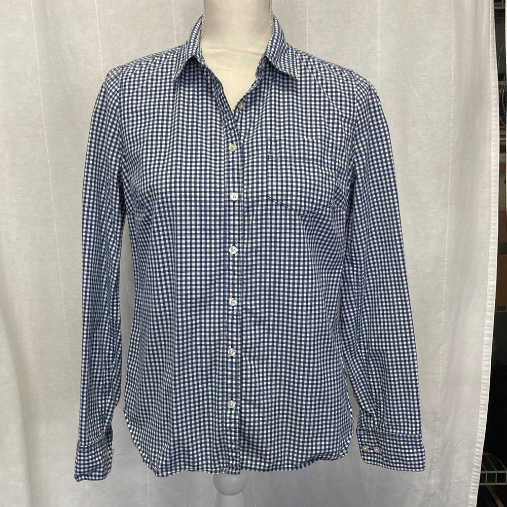 Women's gingham 100% cotton long sleeve blouse